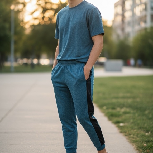 Xersion Men's Teal and Black Joggers - Picture 1 of 13